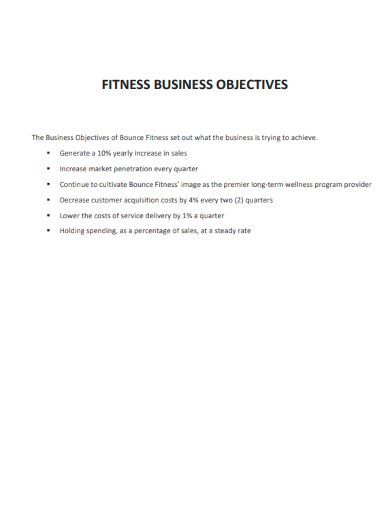 fitness business objectives