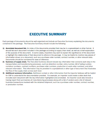 formal executive summary format