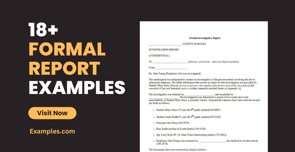 Formal Report Examples