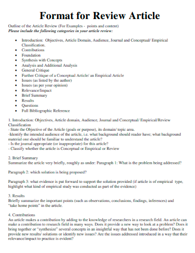 Format for Review Article