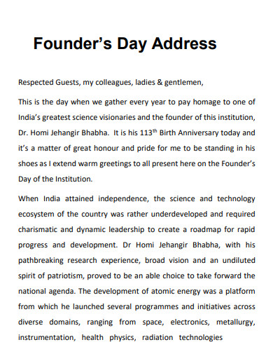 founder’s day address