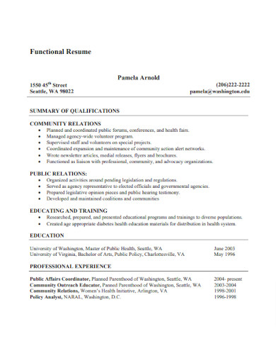 free functional resume