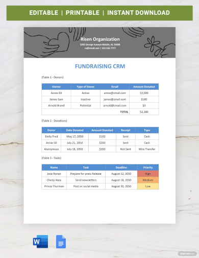 fundraising crm template
