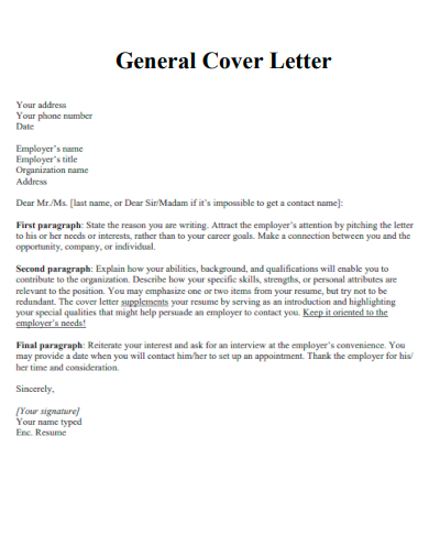 General Cover Letters