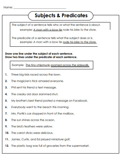 8+ Subject and Predicate Example in PDF | Examples