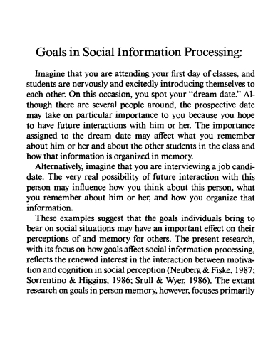 goals in social information processing