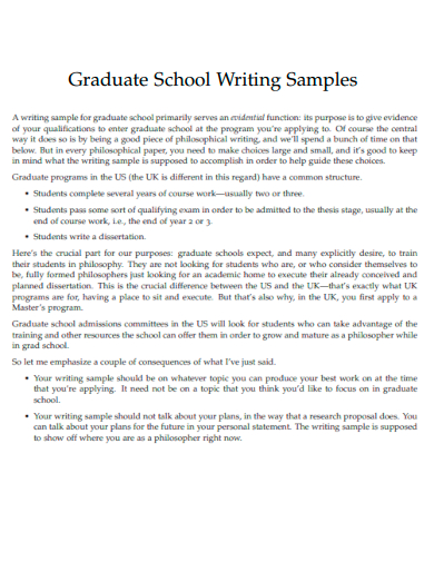 graduate school writing samples