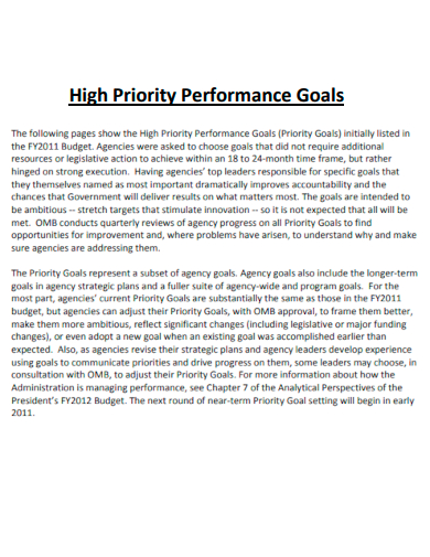 high priority performance goals