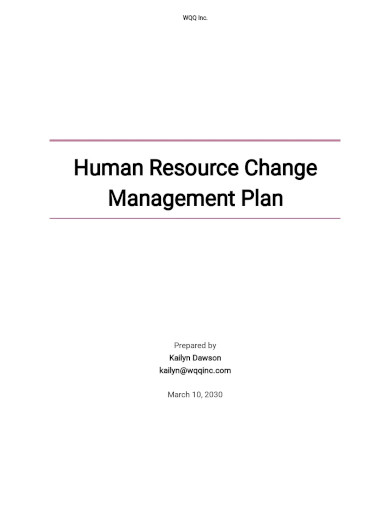 human resource change management plan template