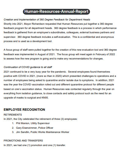 human resources annual report