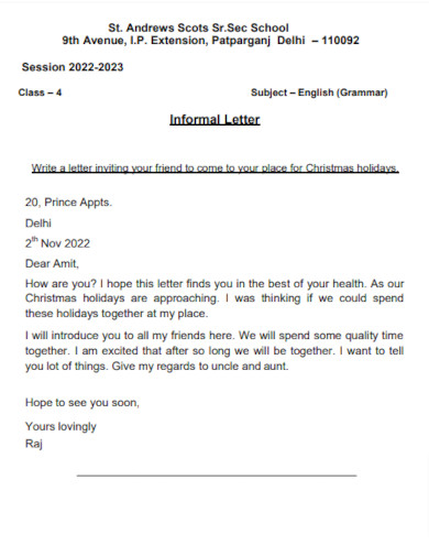 informal letter invitation