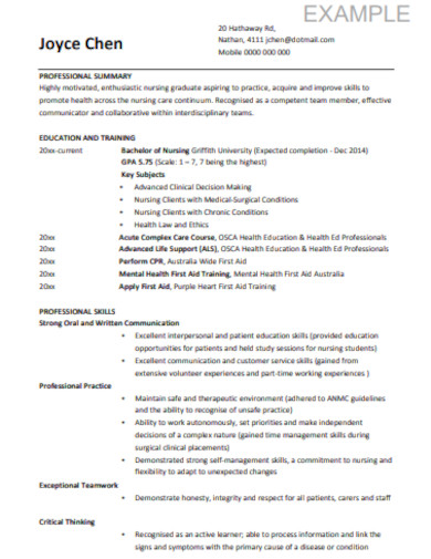 job nursing resume example