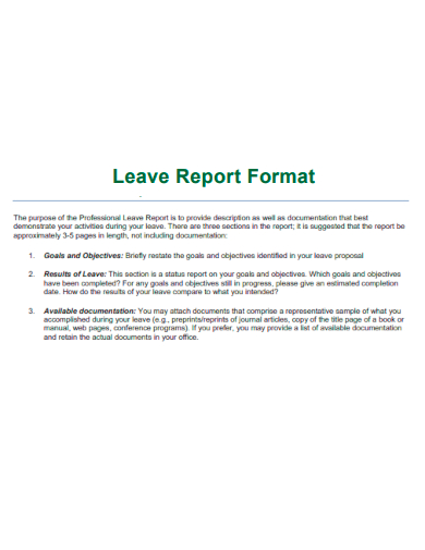 leave report format