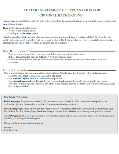 Letter Of Explanation Examples Pdf Examples 8897