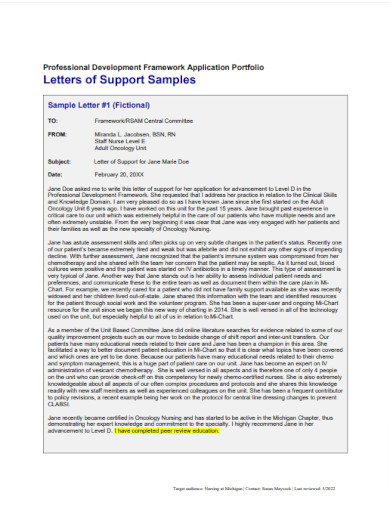 letters of support samples