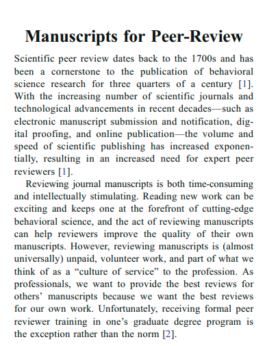 manuscripts for peer review
