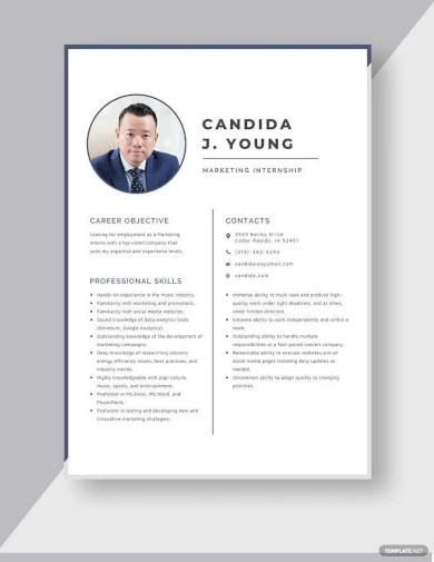 marketing internship resume