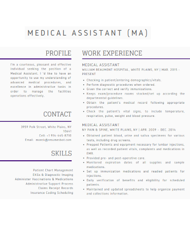 medical assistant example