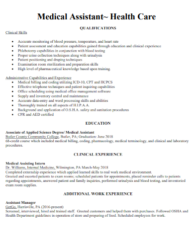 medical assistant resume 2021