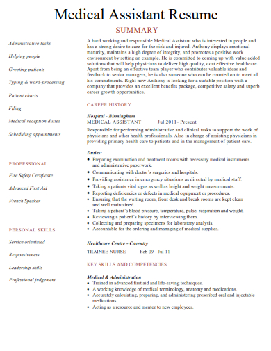 Medical Assistant Resume Summary