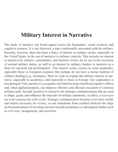 military interest in narrative