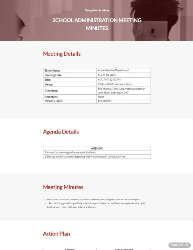 minutes of meeting for school improvement template