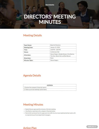 minutes of meeting of directors template