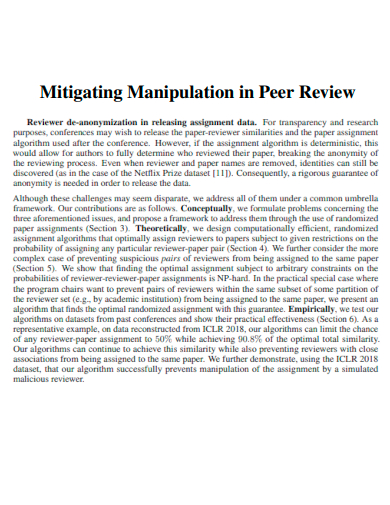 mitigating manipulation in peer review
