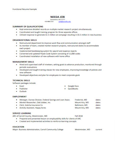 Functional Resume - Examples, Word, Apple Pages, PDF | Examples