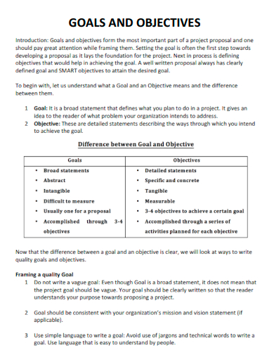 24+ Goals and Objectives - Examples, PDF | Examples