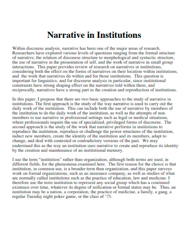 narrative in institutions