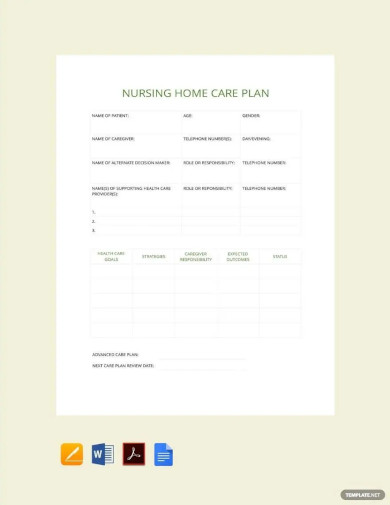 nursing home care plan template