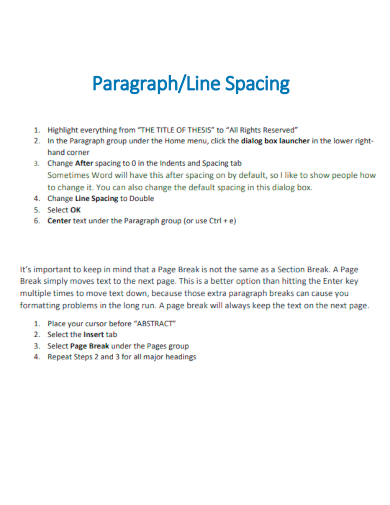 paragraph line spacing format