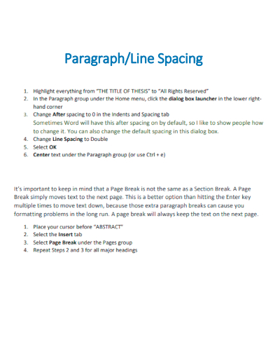 line and paragraph spacing for thesis