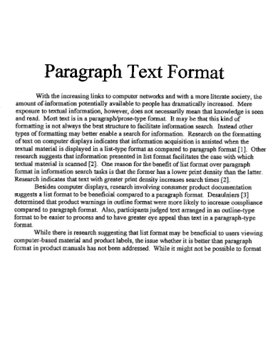 paragraph text format