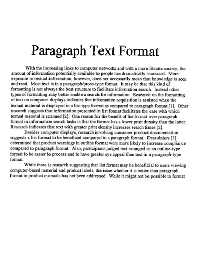 Paragraph Text Format