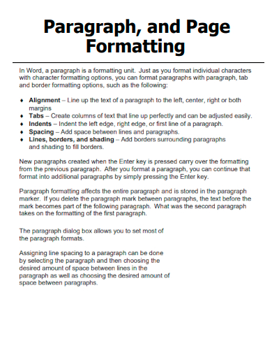 Paragraph and Page Formatting