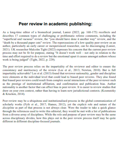 peer review in academic publishing
