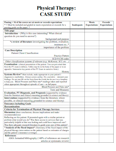 how to write a case study physical therapy