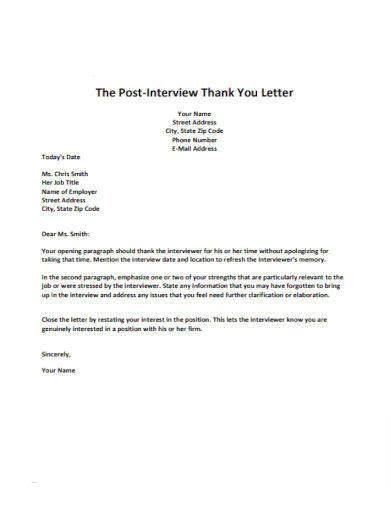 post interview thank you letter