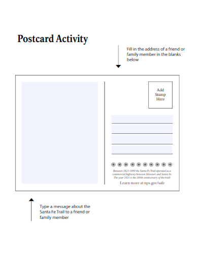postcard activity format