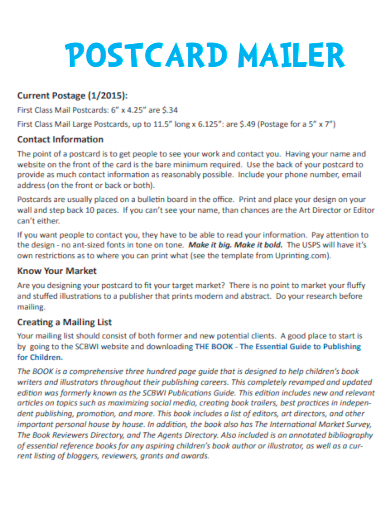postcard mailer format