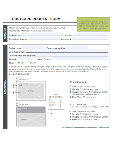 postcard request format