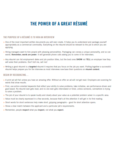 power of a great resume