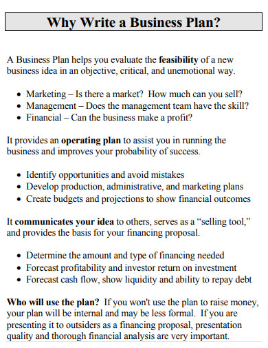 printable business plan format
