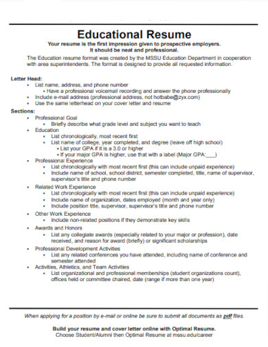 Education Resume - Examples, Word, Apple Pages, PDF | Examples