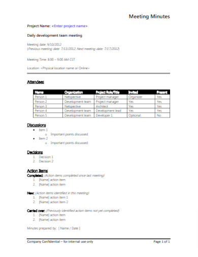 printable meeting minutes template