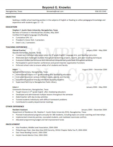 printable teaching resume