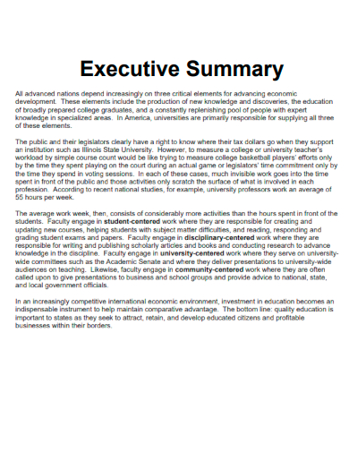 professional executive summary format