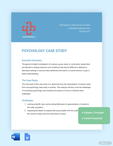 psychology case study template